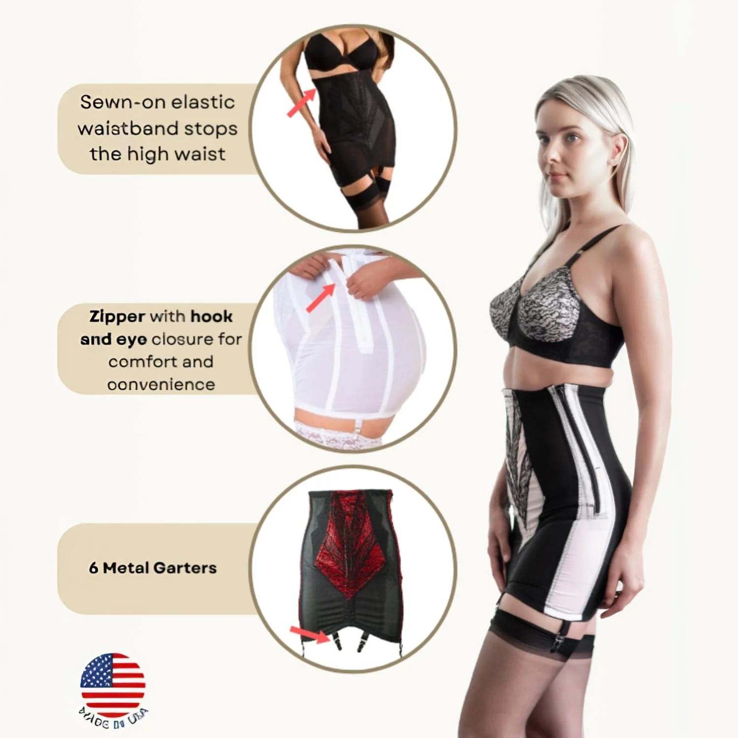 Style 1294 | High Waist Open Bottom Girdle | Extra Firm Shaping | Side Zipper + Hook Closure - Image 22